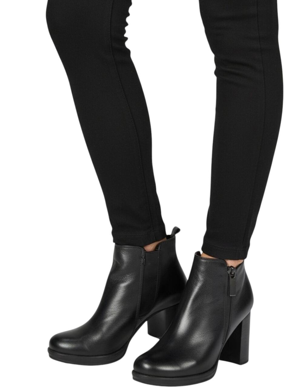 POLVERE Italian Made Black Leather Side Zip Ankle Boot Size 39